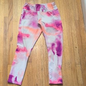 Avia Pink and Orange Tie-Dye Kids Leggings